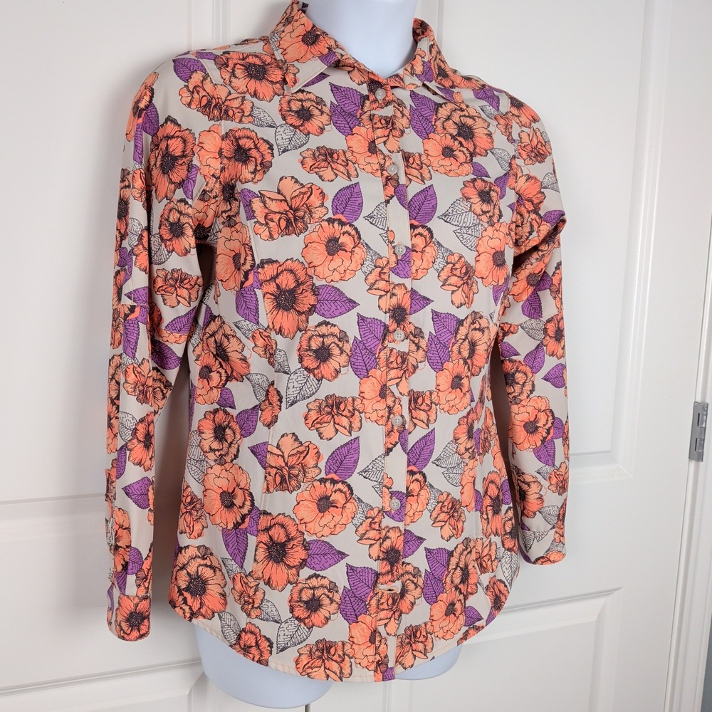 Duluth Trading Co Sidewinder Floral Printed Gardening Shirt Long Sleeve Outdoors